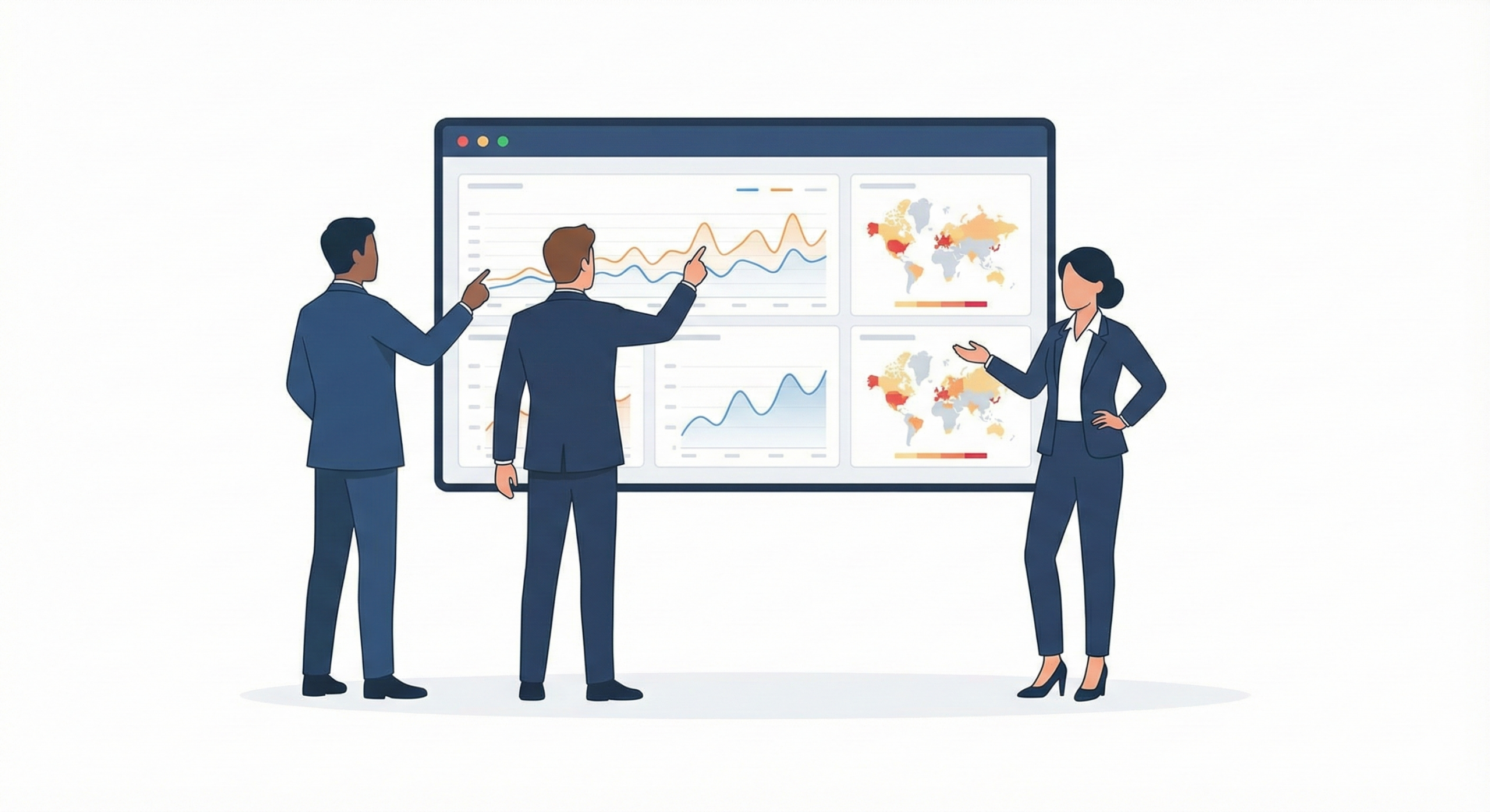 公的データを俯瞰して経営会議で共有するイメージ